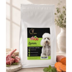 Hundfoder för liten ras med lamm, sötpotatis och mynta – premiumfoder med 50% lammprotein i små bitar för vuxna små hundar.