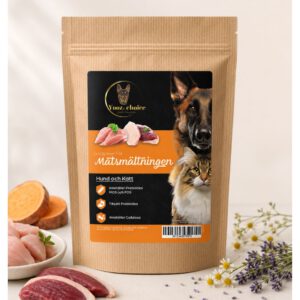 Naturliga godisar för hund och katt som stödjer en sund tarmrörelse och tillväxten av goda bakterier. Fremjar mag- och tarmhälsan på ett gott och enkelt sätt. 70g.
