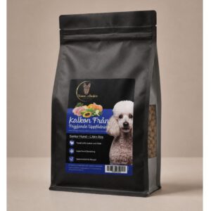 Kalkon Senior premium hundfoder för små seniora hundar med kalkon – ett foder rikt på kvalitetsprotein från frigående kalkon, med sötpotatis och näringsrika ingredienser, framtaget för äldre hundar av liten ras.